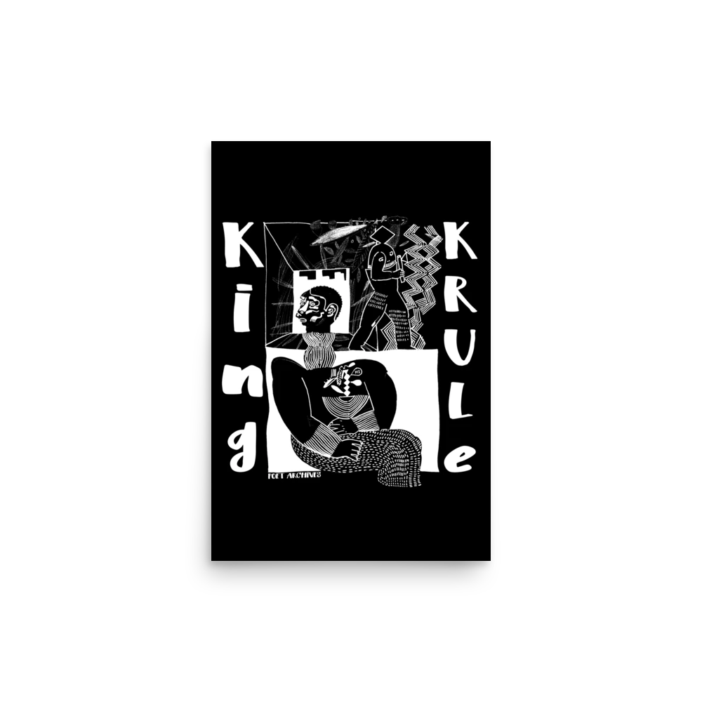 King Krule poster (12″×18″) printed on matte paper, featuring an abstract minimalist graphic design inspired by the musician, from Poet Archives