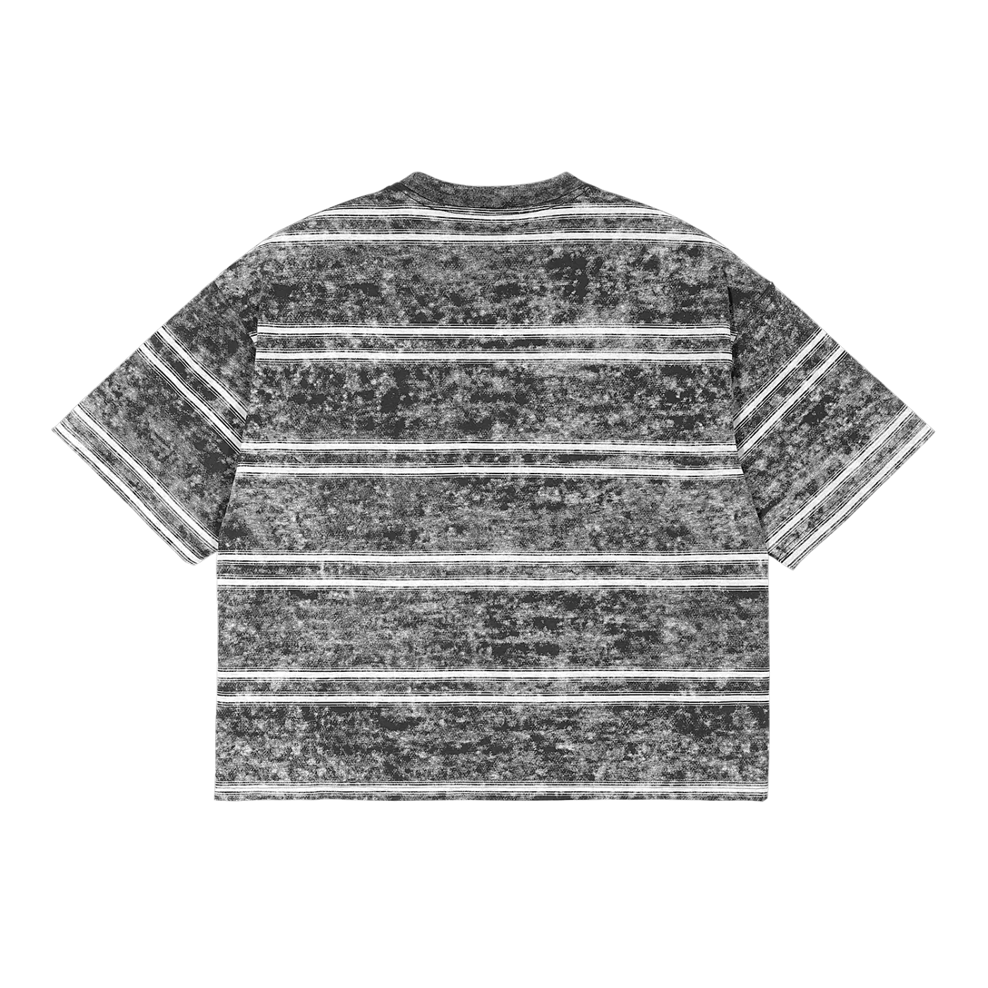 Black and white striped t-shirt on a white background