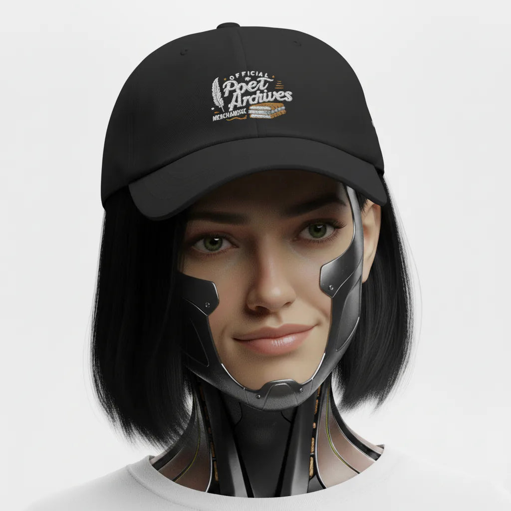 Person wearing a black cap with 'Official Poet Archives' logo on a white background