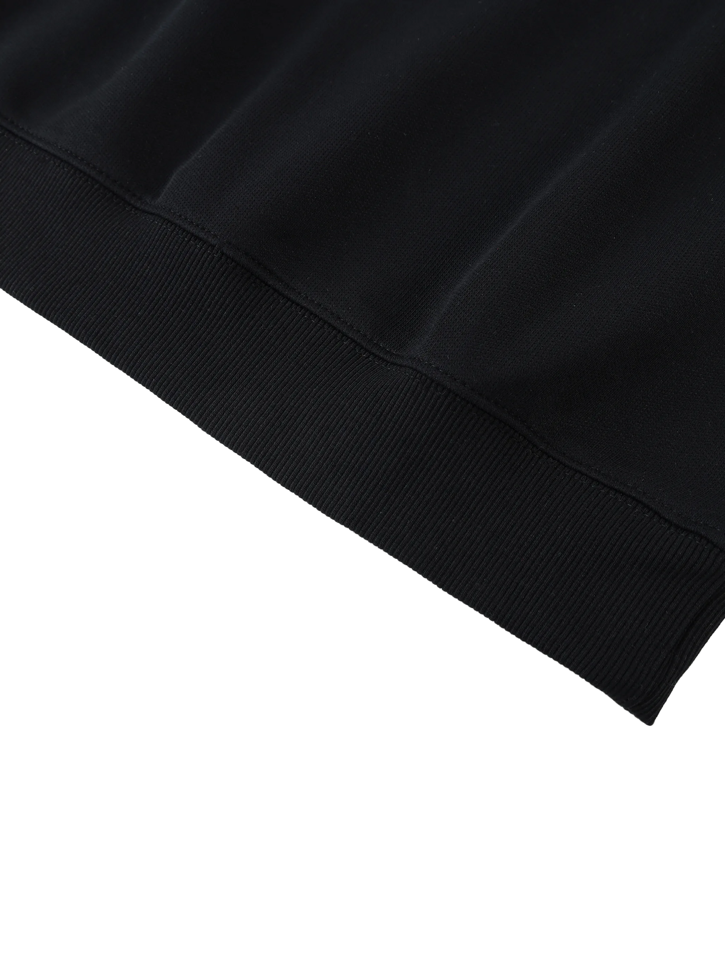 Close-up of a black fabric edge on a white background