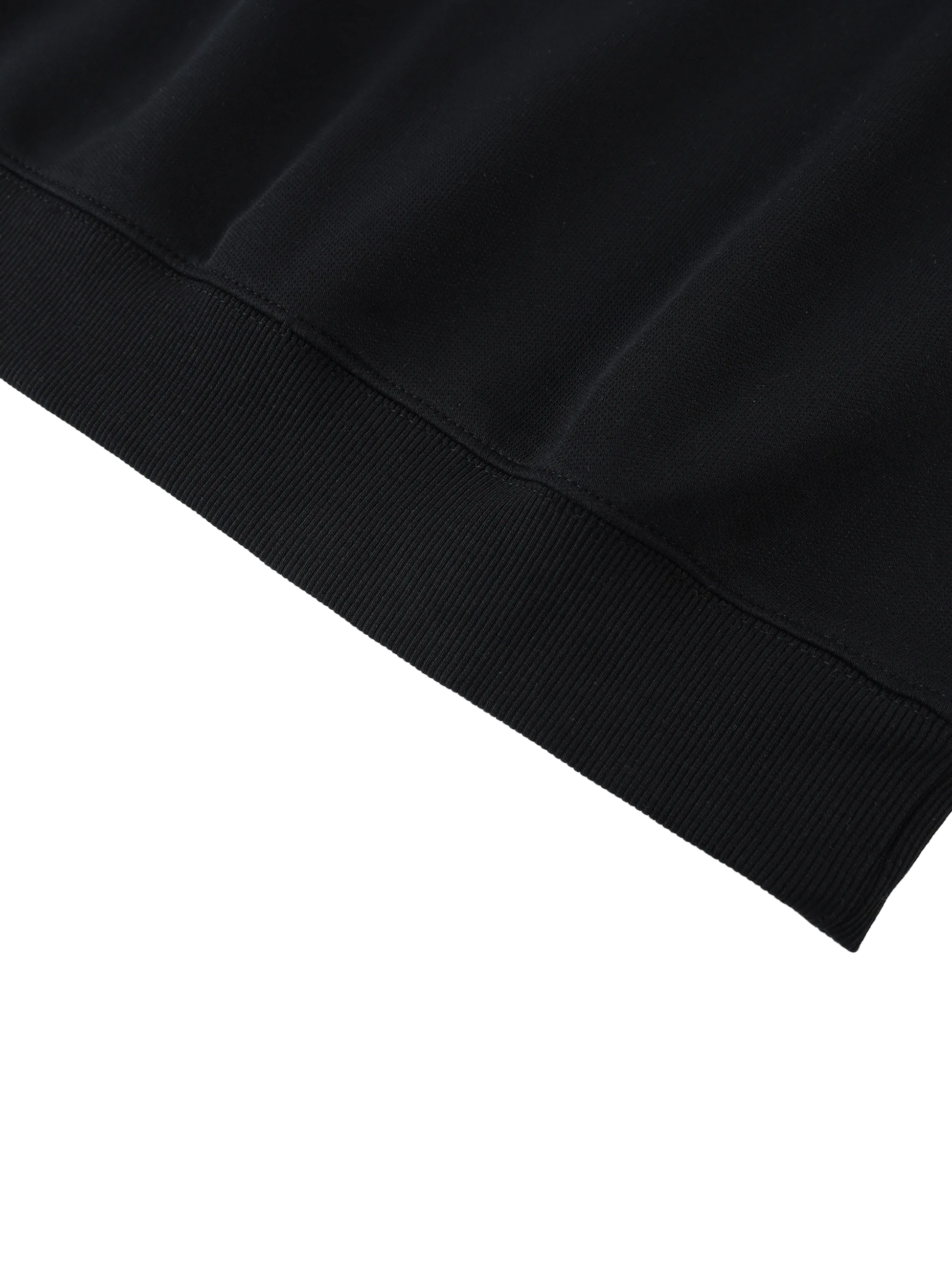 Close-up of a black fabric edge on a white background