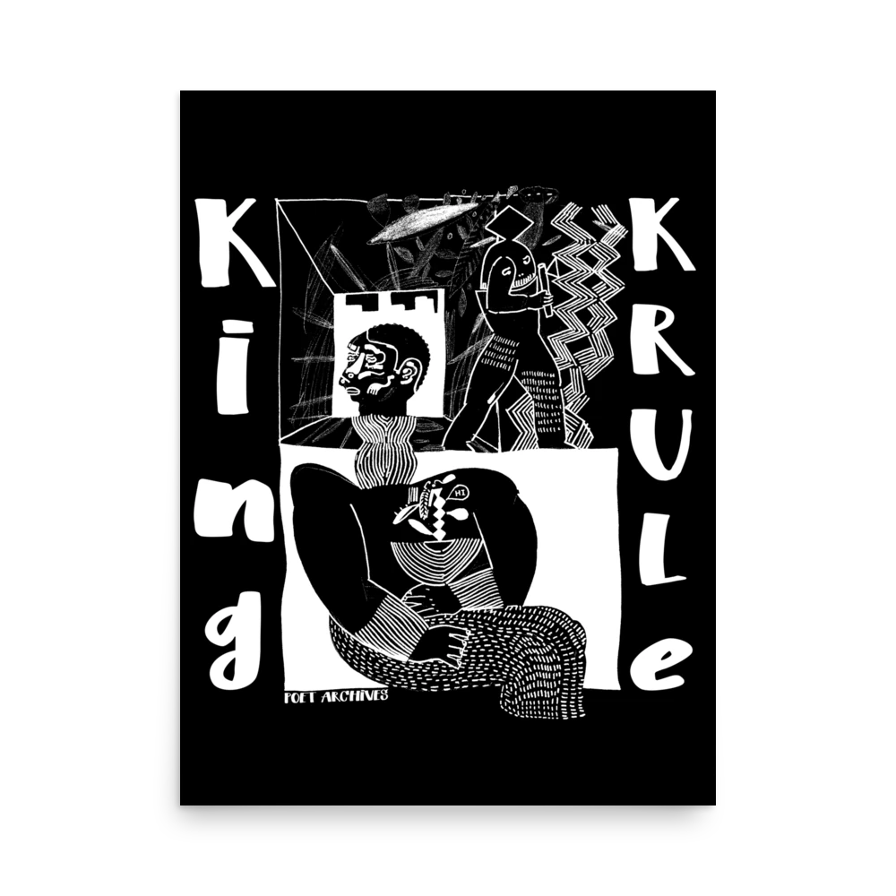 King Krule poster (18″×24″) printed on matte paper, featuring an abstract minimalist graphic design inspired by the musician, from Poet Archives