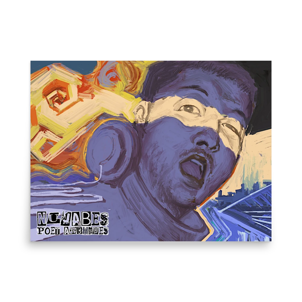 Nujabes Poster in the 18×24 inch size, featuring a vivid illustrated portrait of the producer, from Poet Archives