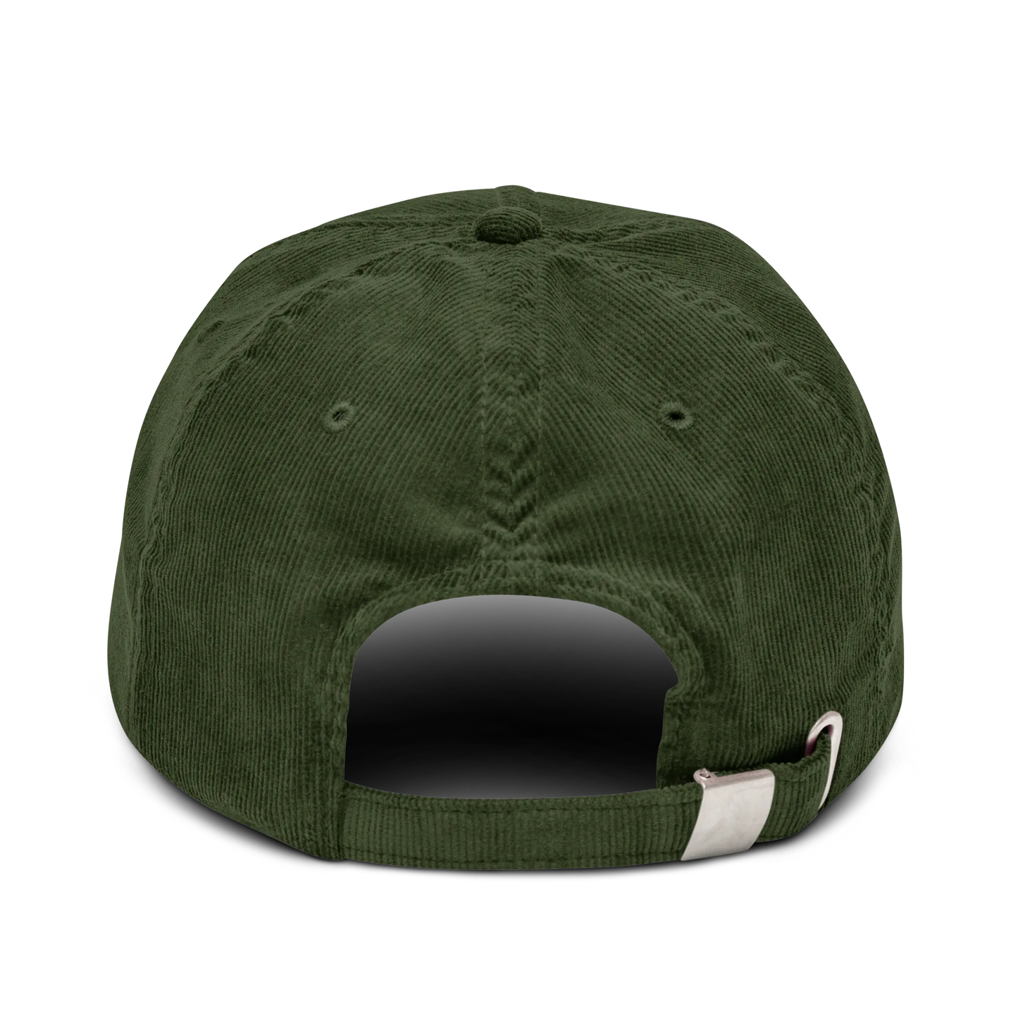 Green corduroy cap on a white background