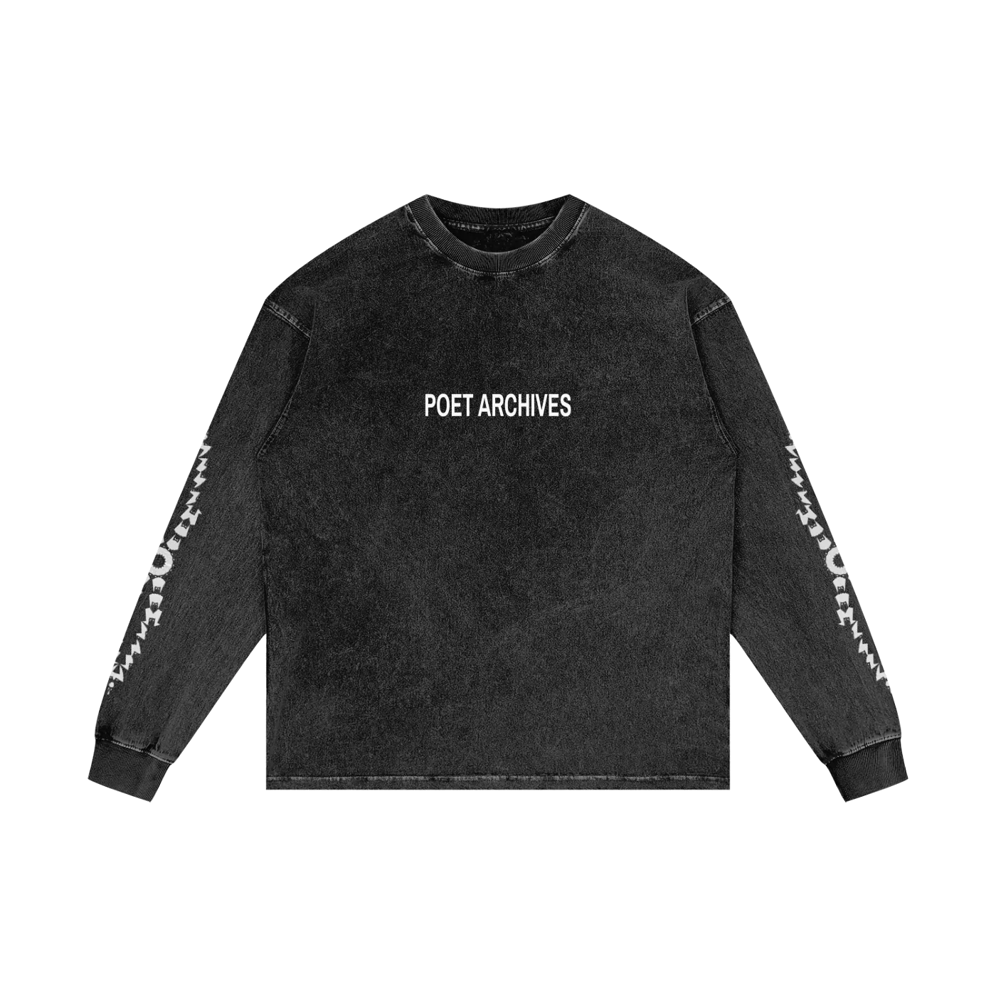 Fractal Acid Wash Long Sleeve — Oversized Black Drop-Shoulder Tee

