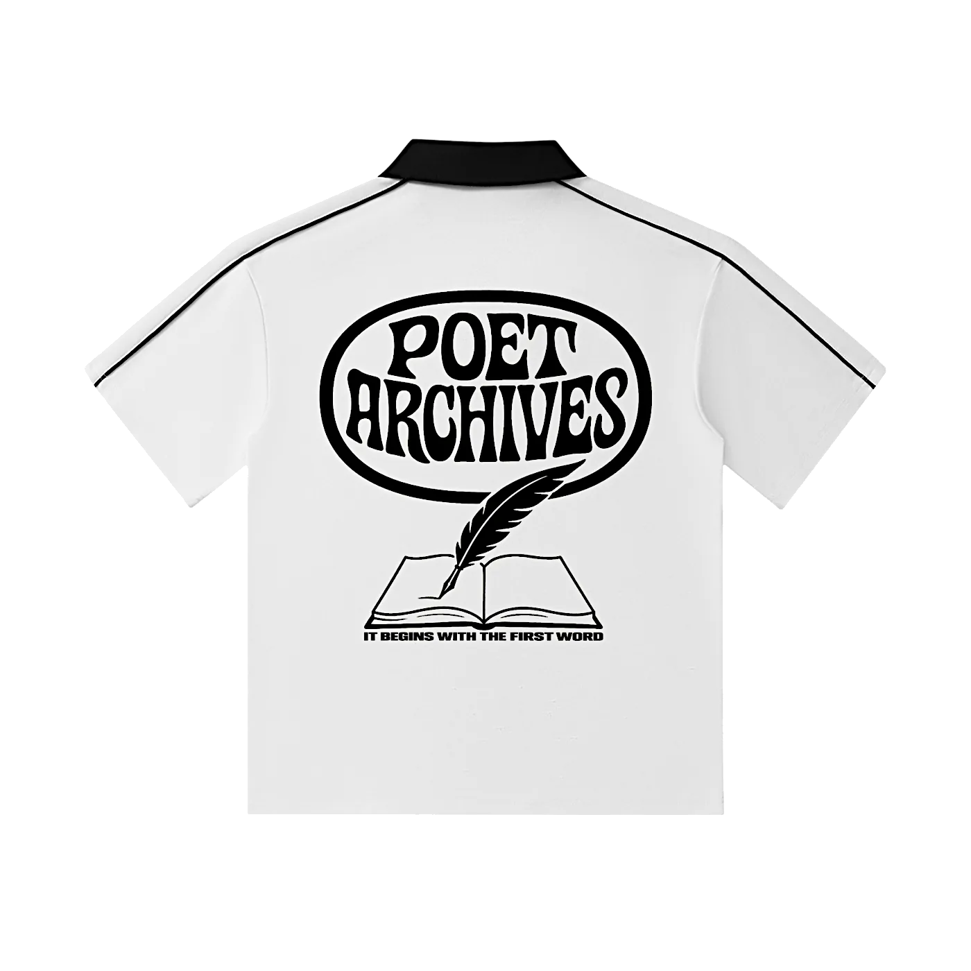 White shirt with 'Poet Archives' logo on the back