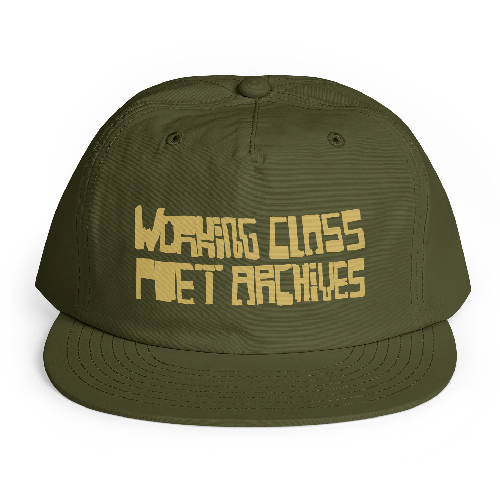 Green cap with 'Working Class Poet Archives' text on a white background