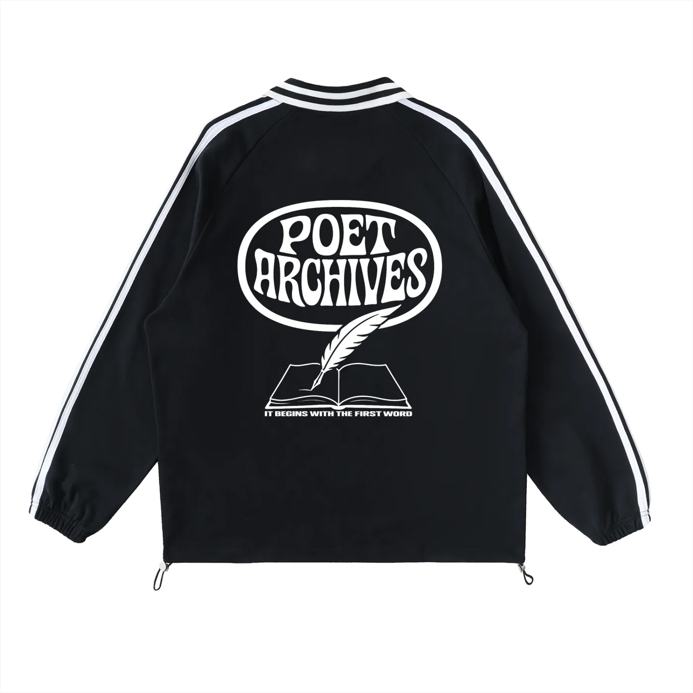 Poet Archives contrast striped lapel collar sweatshirt in black. Clean, minimal, yet bold, with punk and emo streetwear vibes.