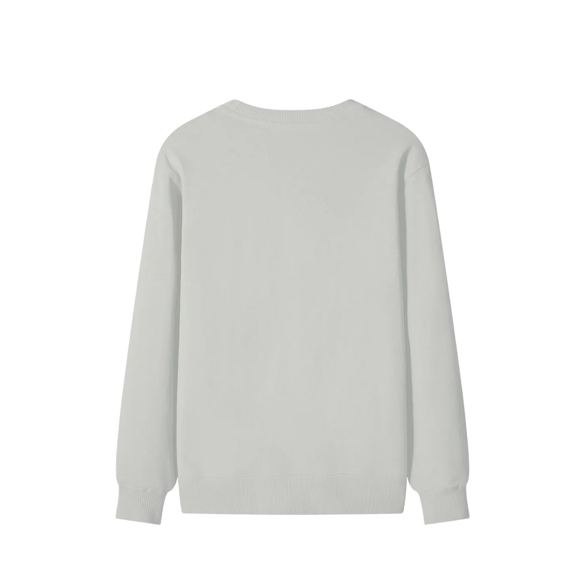 A light gray crewneck sweatshirt shown from the back, displayed on a clean white background.