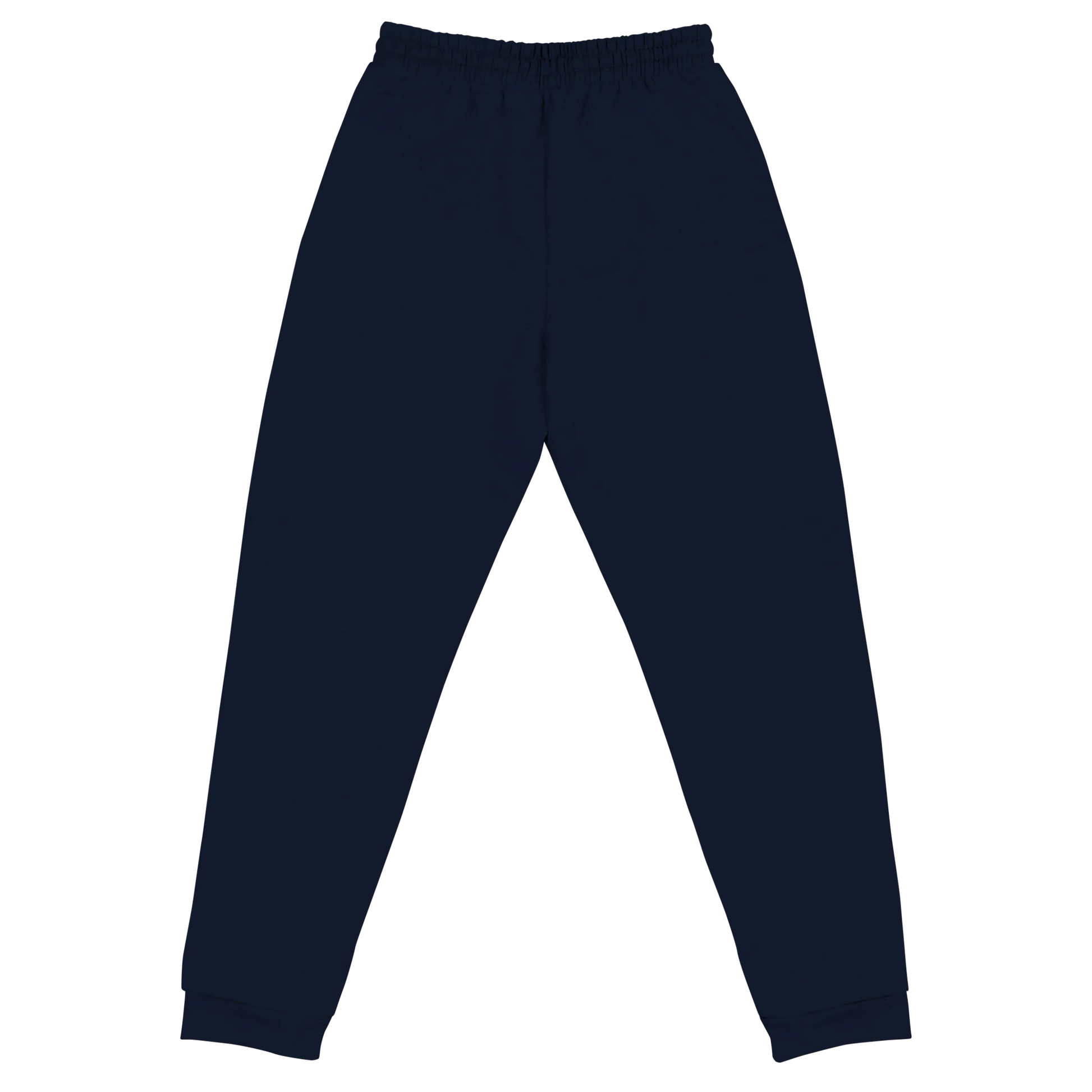 Navy blue sweatpants on a white background