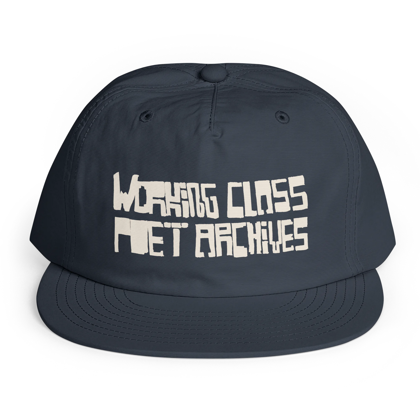 Navy blue cap with white text 'Working Class Poet Archives' on a white background