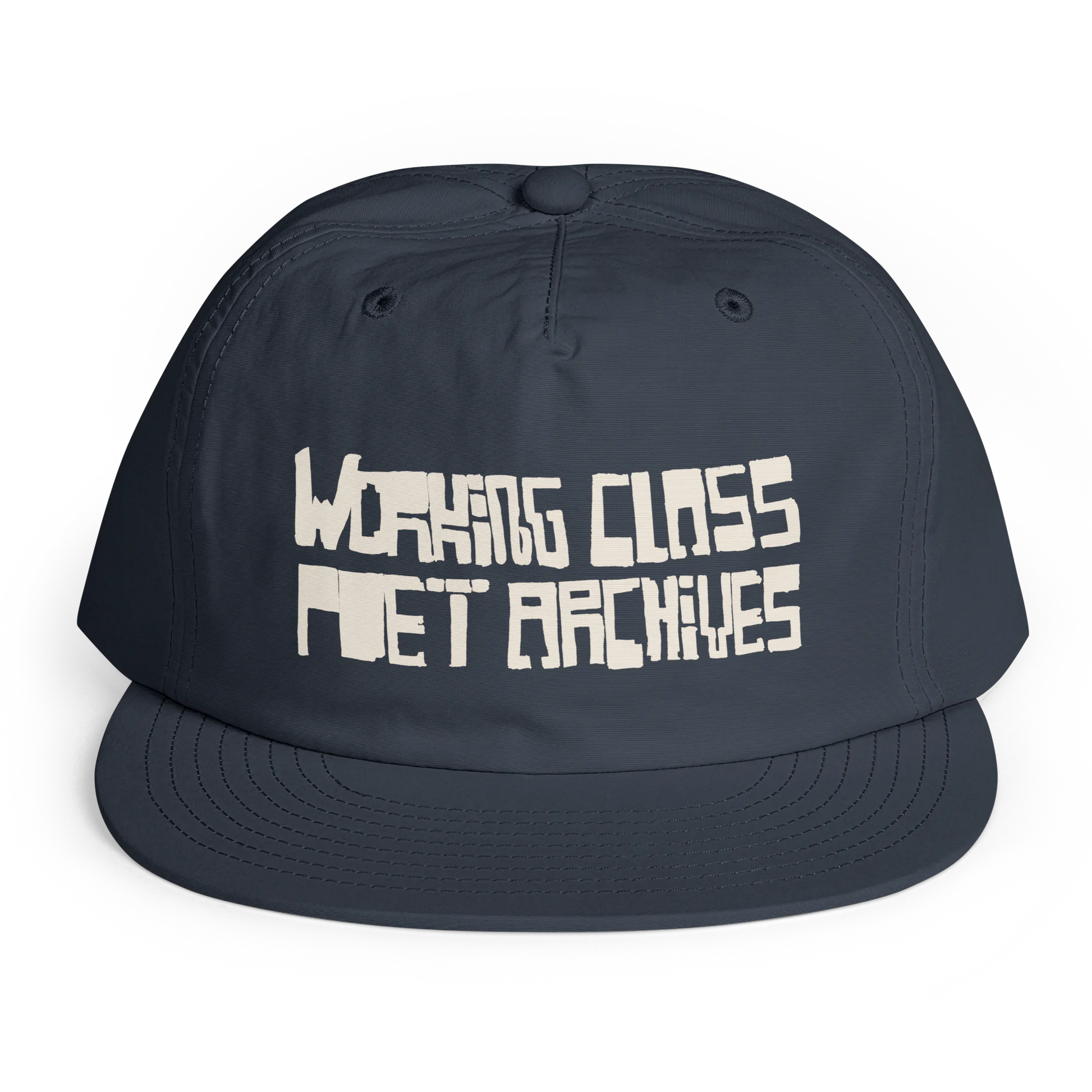 Navy blue cap with white text 'Working Class Poet Archives' on a white background