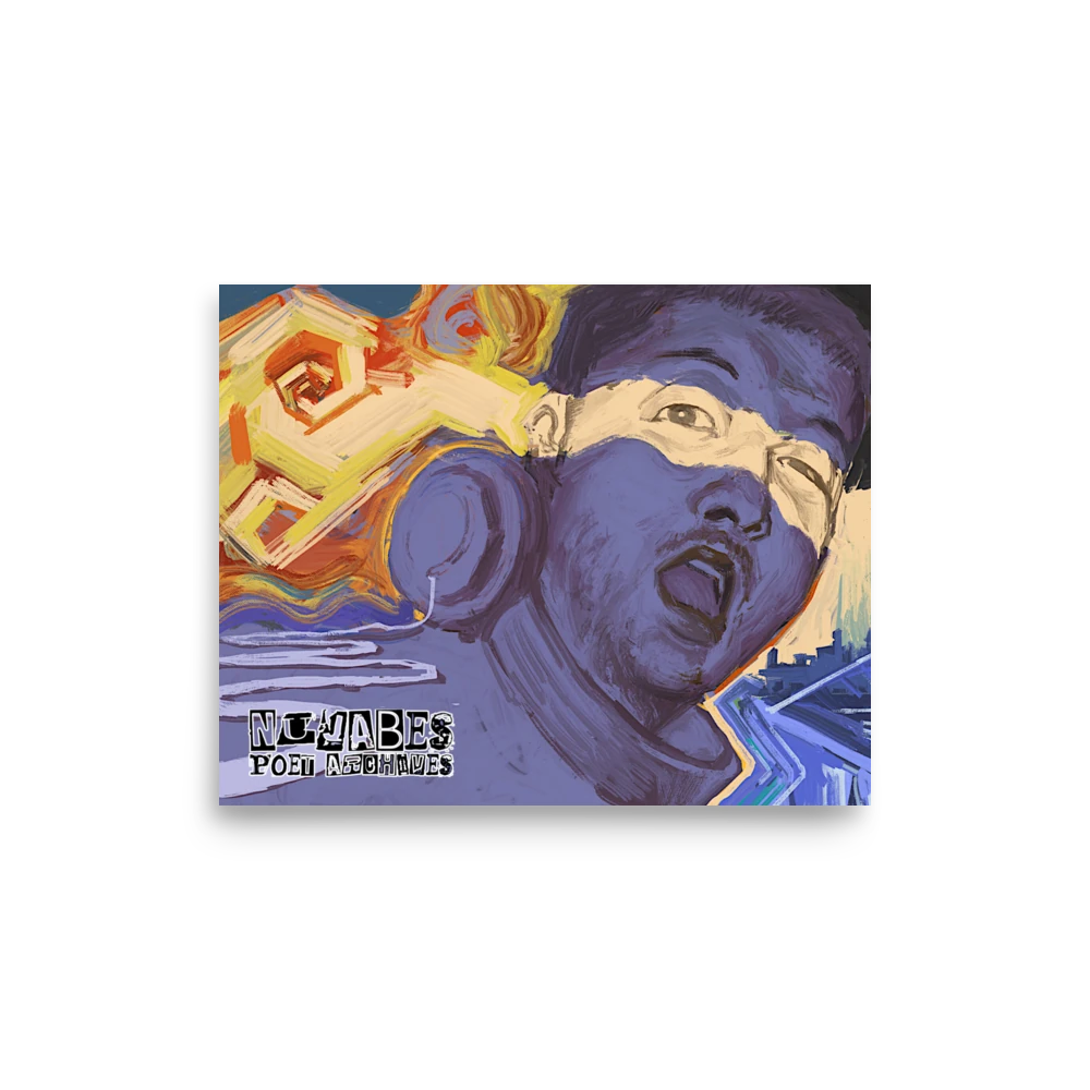 Nujabes Poster in the 8×10 inch size, featuring a vivid illustrated portrait of the producer, from Poet Archives