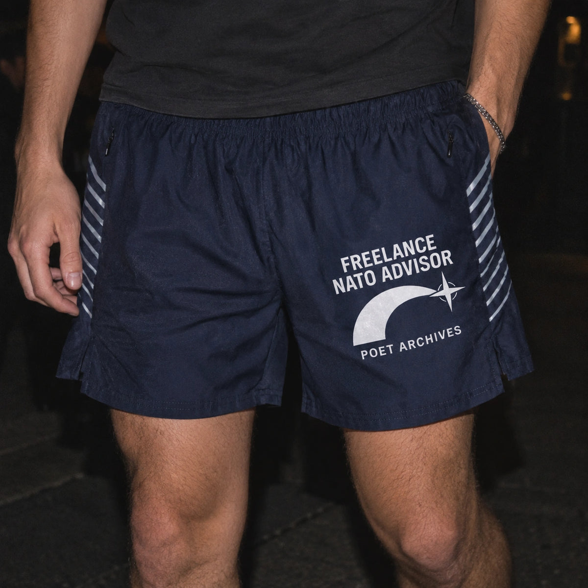 NATO Advisor Shorts displayed at another angle, from Poet Archives