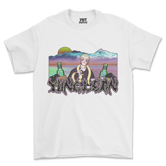 YUNG LEAN T-SHIRT laid flat, front view showing the Yung Lean cloud rap graphic print design, from Poet Archives