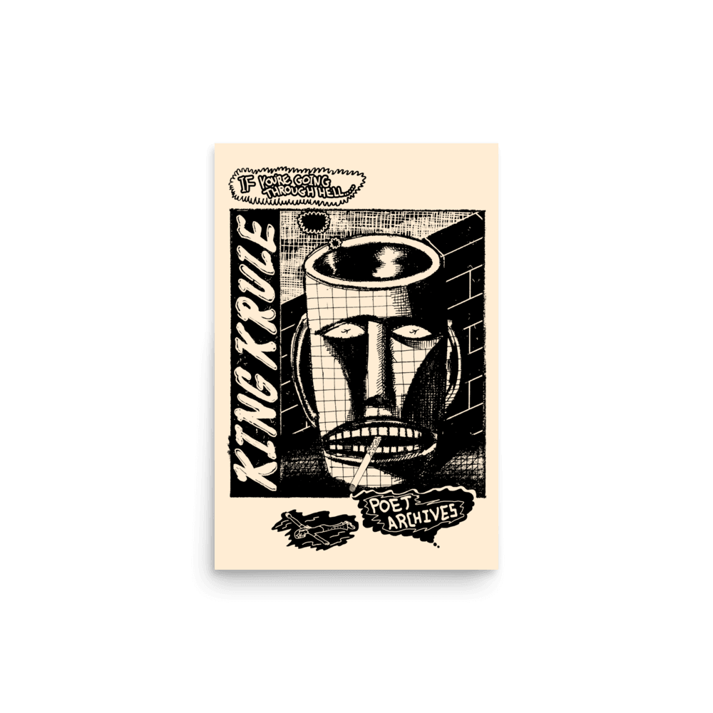 King Krule poster (12″×18″) printed on matte paper, featuring artwork of Archy Marshall and his band inspired by The Ooz, Space Heavy and Dum Surfer, from Poet Archives