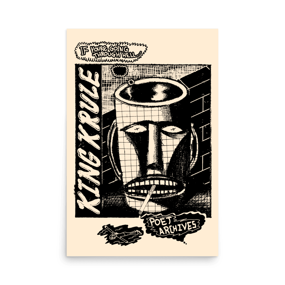 King Krule poster (24″×36″) printed on matte paper, featuring artwork of Archy Marshall and his band inspired by The Ooz, Space Heavy and Dum Surfer, from Poet Archives