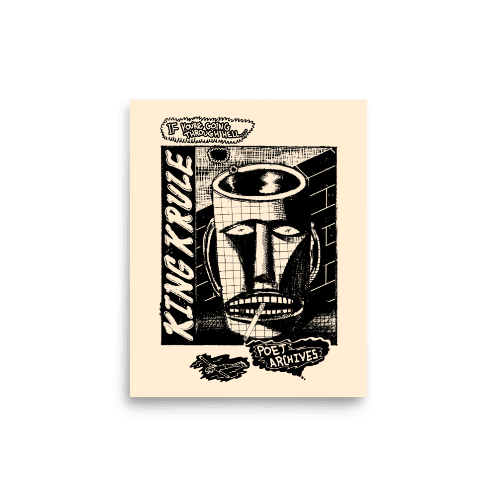 King Krule poster (8″×10″) printed on matte paper, featuring artwork of Archy Marshall and his band inspired by The Ooz, Space Heavy and Dum Surfer, from Poet Archives